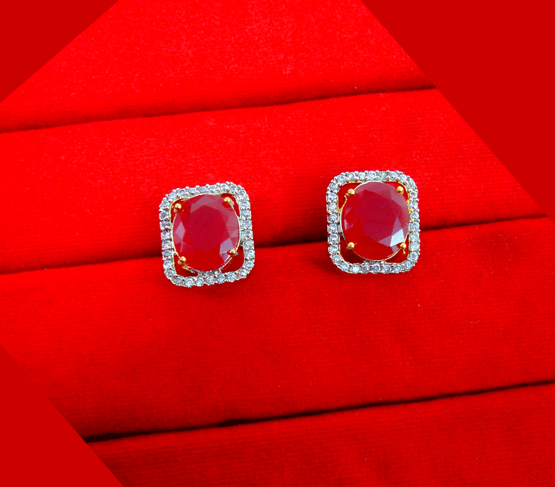 ZR33 Stylish Fine Zircon Ruby Shade Earrings Gift For Wife