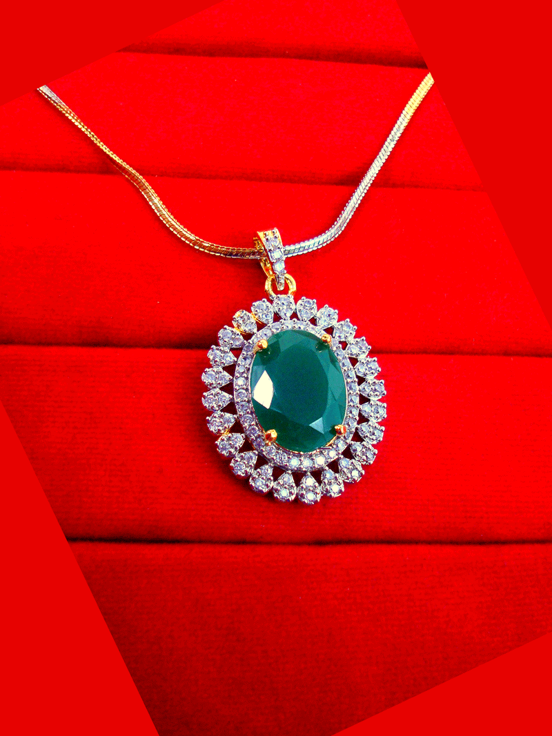 ZR36 Daphne Stylish Zircon Emerald Pendant Gift For Wife