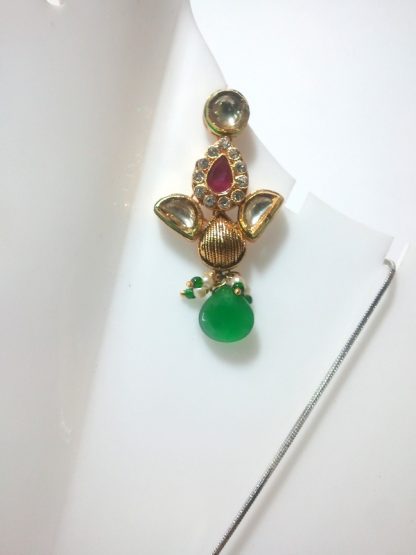 Kundan Set Green Earrings