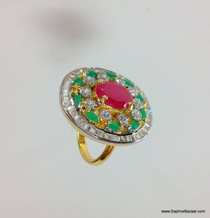 AD Ring Ruby Emerald Stone