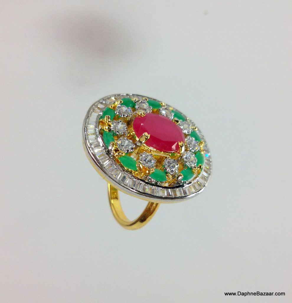 AD Ring Ruby Emerald Stone