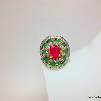 AD Ring Ruby Emerald Stone