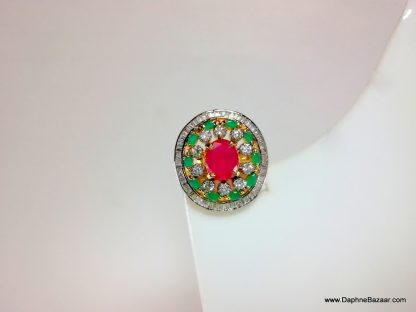 AD Ring Ruby Emerald Stone