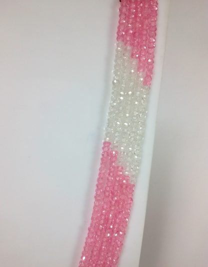 CZ Pink White Strings Close Up