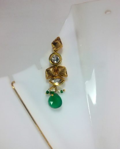 Emerald shade Kundan Earrings