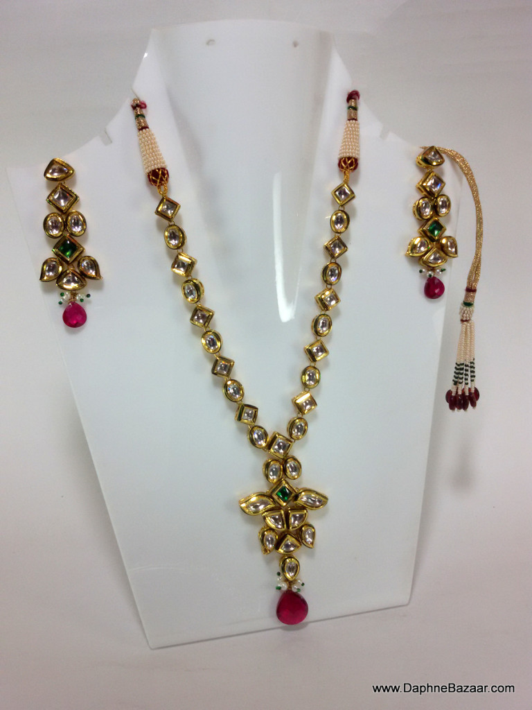 Kundan Necklace with Pink Earrings