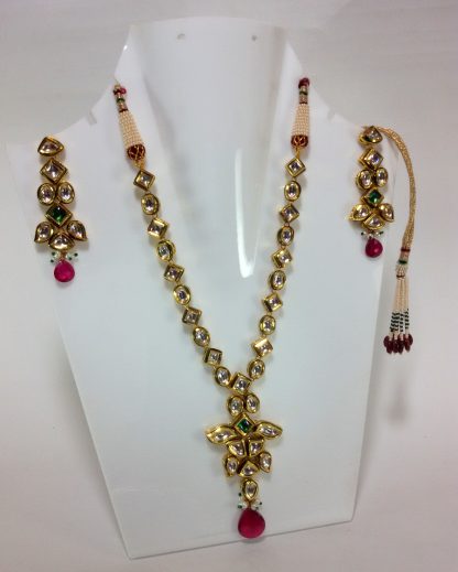 Kundan Necklace with Pink Earrings