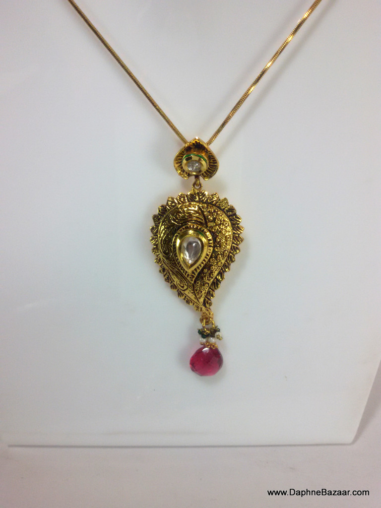 Kundan Pendant Pink Shade