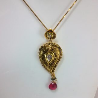 Kundan Pendant Pink Shade