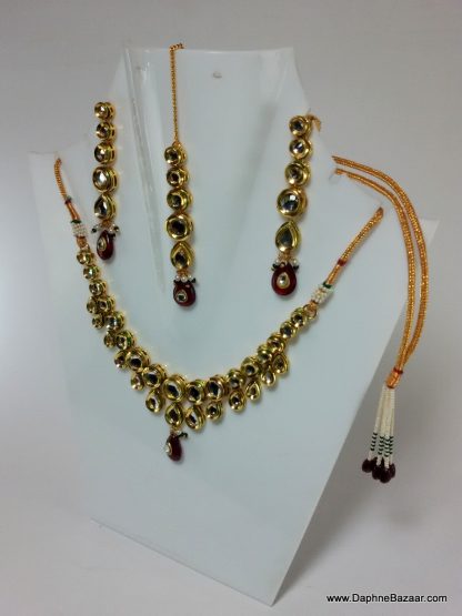 Kundan Set Earrings and Maang Tikka set