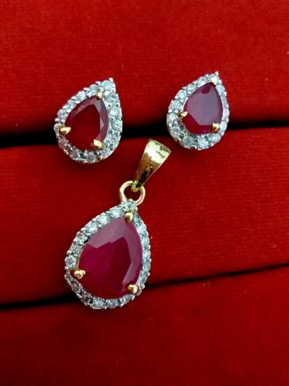 Ruby AD Set Pendant and Earrings for women