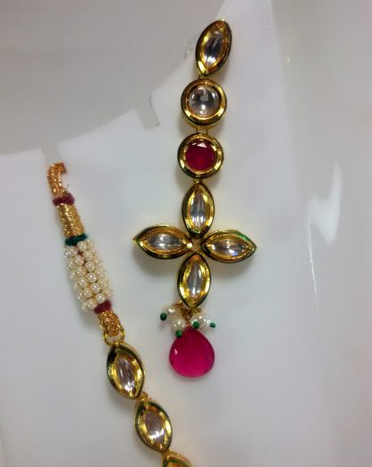 Traditional Kundan Necklace Set with Pink Shade Stone