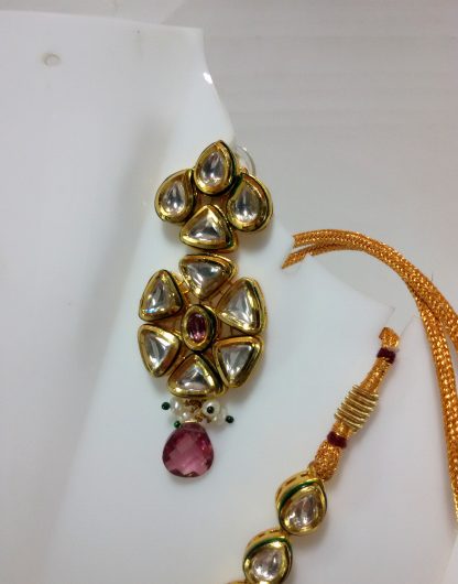 Traditional Kundan Necklace Set with violet Shade Stones Earrings