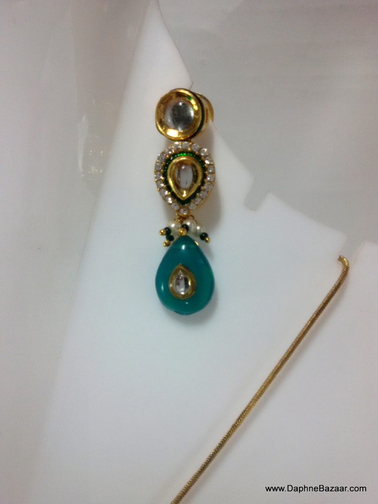 Turquoise Shade Kundan Earrings