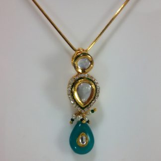 Turquoise Shade Kundan Pendant