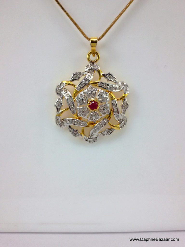 DaphneBazaar Amercain Daimond Ruby Pendant