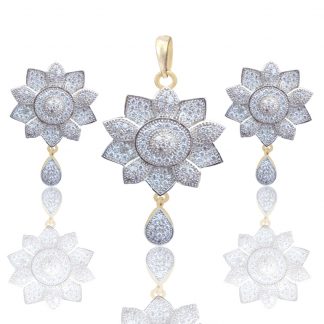 Daphne Bazaar Amercian Diamond Flower earrings and pendant