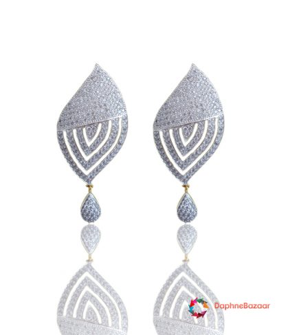 Daphne Bazaar American Diamond Leaf Earrings