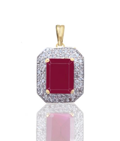 Ruby Shade American Diamond Pendant