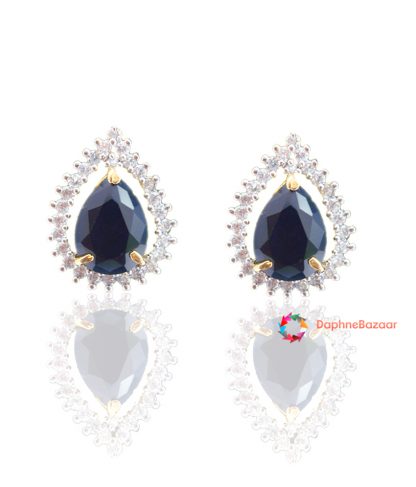 American Diamond Earrings Black Sapphire look