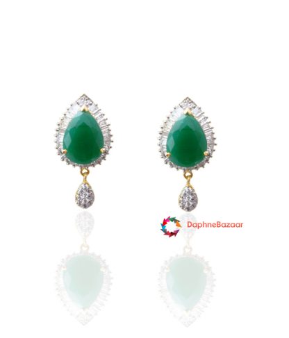 American Diamond Earrings Emerald look