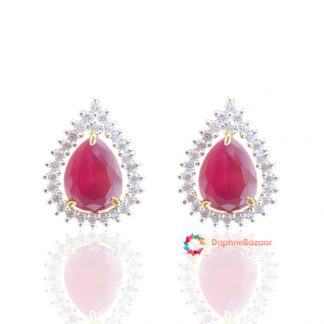 American Diamond Earrings Ruby look