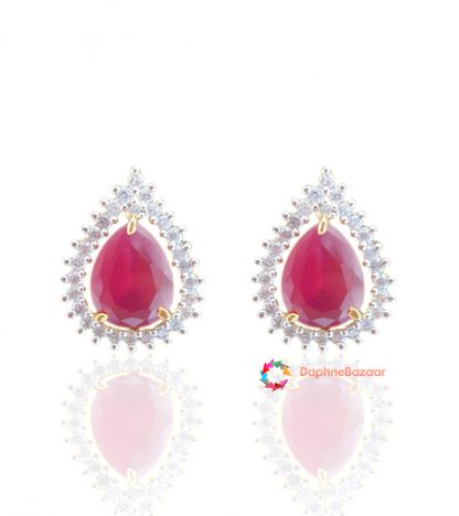 American Diamond Earrings Ruby look