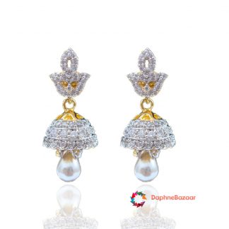 American Diamond Pearl Droplet Jhumki