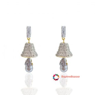 American Diamond Pearl Jhumki