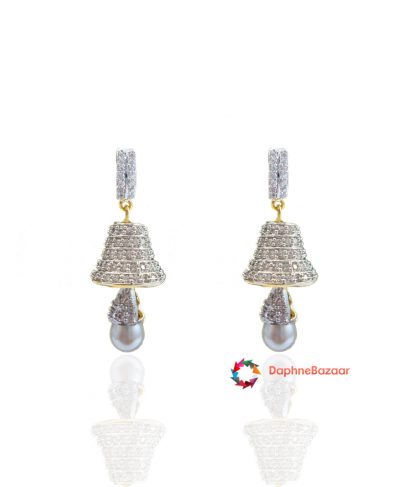 American Diamond Pearl Jhumki