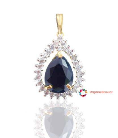 American Diamond Pendant Black Sapphire look
