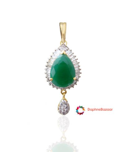 American Diamond Pendant Emerald look