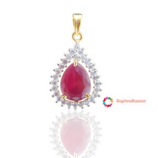 ADS61P, Daphne Queen American Diamond Pendant Ruby look