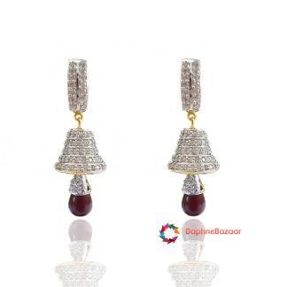 American Diamond Ruby Jhumki