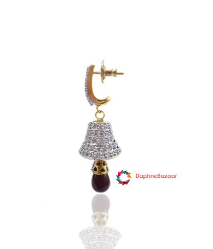 American Diamond Ruby Jhumki Side Look