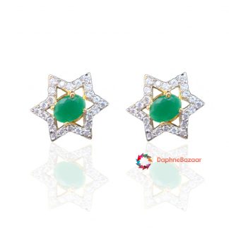 Daphne Bazaar American Diamonds Emerald Look Earrings