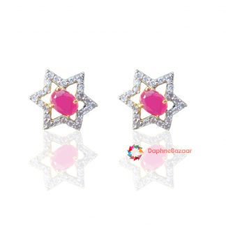 Daphne Bazaar American Diamonds Ruby Look Earrings