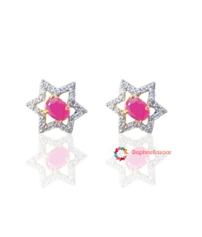 Daphne Bazaar American Diamonds Ruby Look Earrings