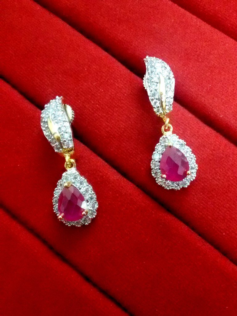 Daphne Sparkling Pink Zircon Studded Earrings for Women, Best Gift For Your Love