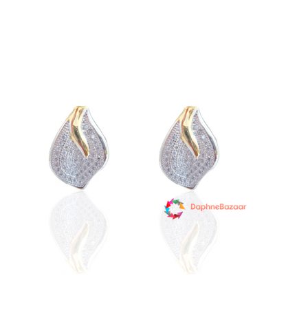 Designer American Diamond Leaf Earrings