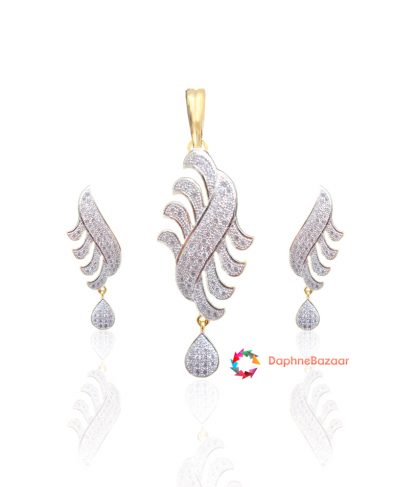 Designer American Diamond Pendant and Earrings