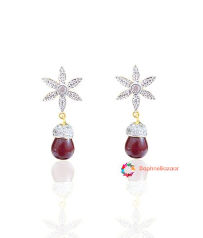 Designer Star Earrings Ruby Droplet