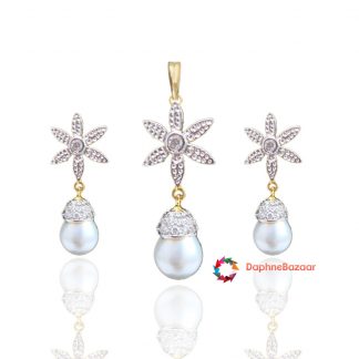 Designer Star Pendant and Earrings Pearl Droplet