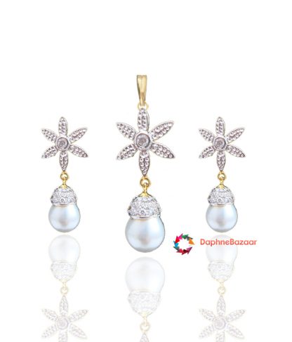 Designer Star Pendant and Earrings Pearl Droplet