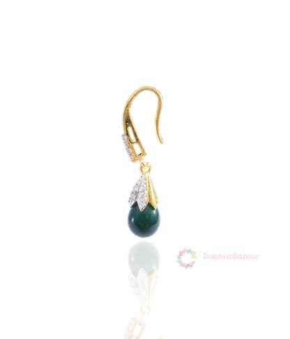 American Diamond Green Droplet Hanging side Look