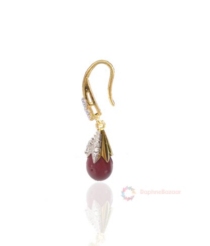 American Diamond Ruby Shade Droplet Hanging Side look