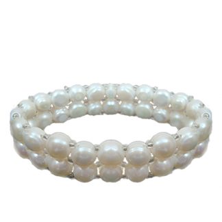 COM44, Stretchable Pearls Bracelet - Two Pairs of Two Layers Bracelet
