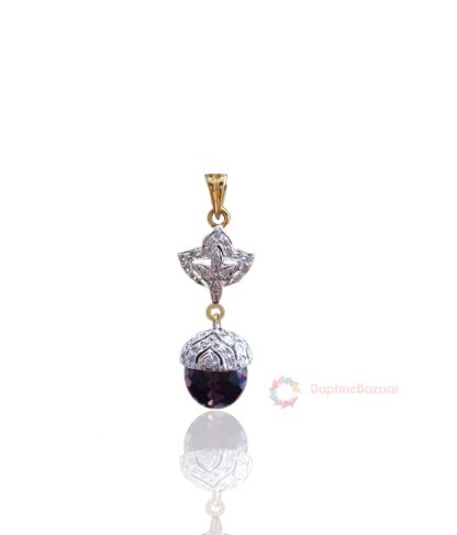 Purple Shade Droplet with American Diamonds Pendant