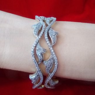 BAN105 Daphne Studded Diamond Curvy Bangles for Women- side view