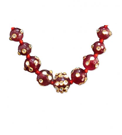 Close up Daphne Maroon Onyx Kundan Kantha Necklace for Women
